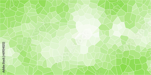 Broken tiles green square pattern. Multicolor Broken Stained Glass Background with black lines. Seamless pattern with 3d shapes vector Vintage Illustration background. Quartz glass natural fragment