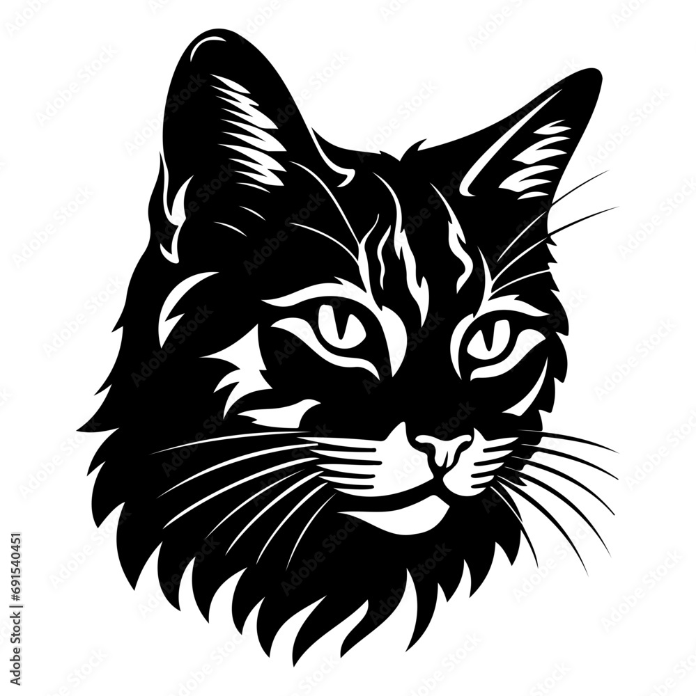 Obraz premium cute cat vector illustration, Generative AI. 