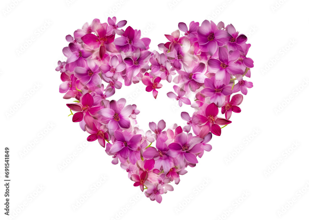 heart made of pink flowers isolated