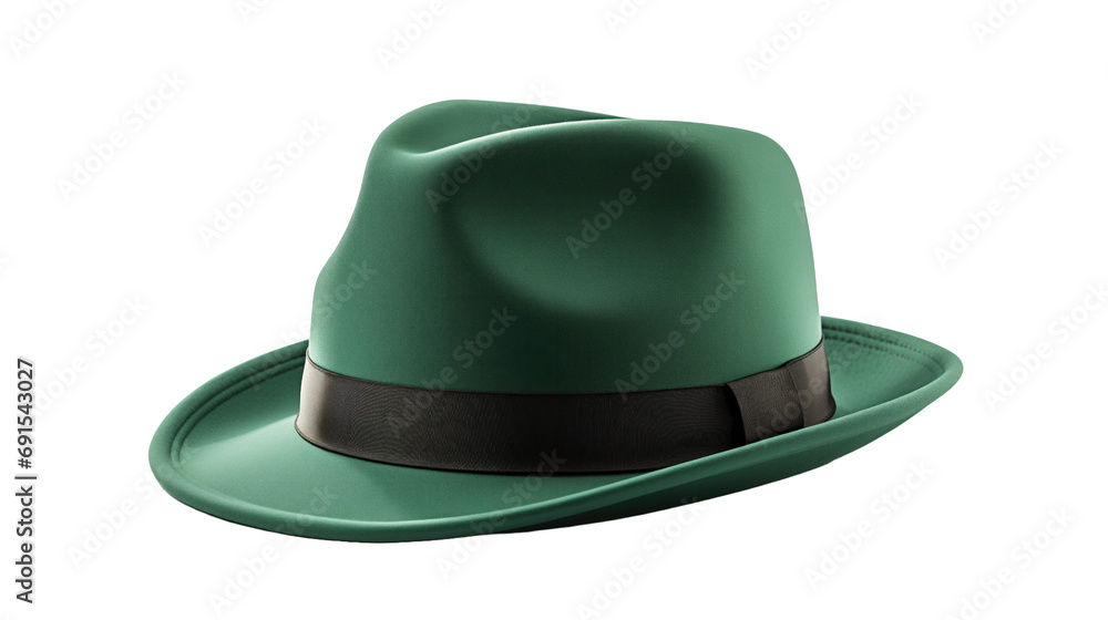 A Stylish Green Hat with a Black Band isolated on transparent background A Stylish Green Hat with a Black Band isolated on transparent background