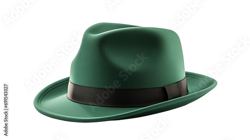 A Stylish Green Hat with a Black Band isolated on transparent background