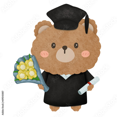 Tableau sur toile Graduation Teddy Bear