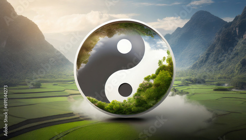 yin yang symbol representing balance and harmony in black and white