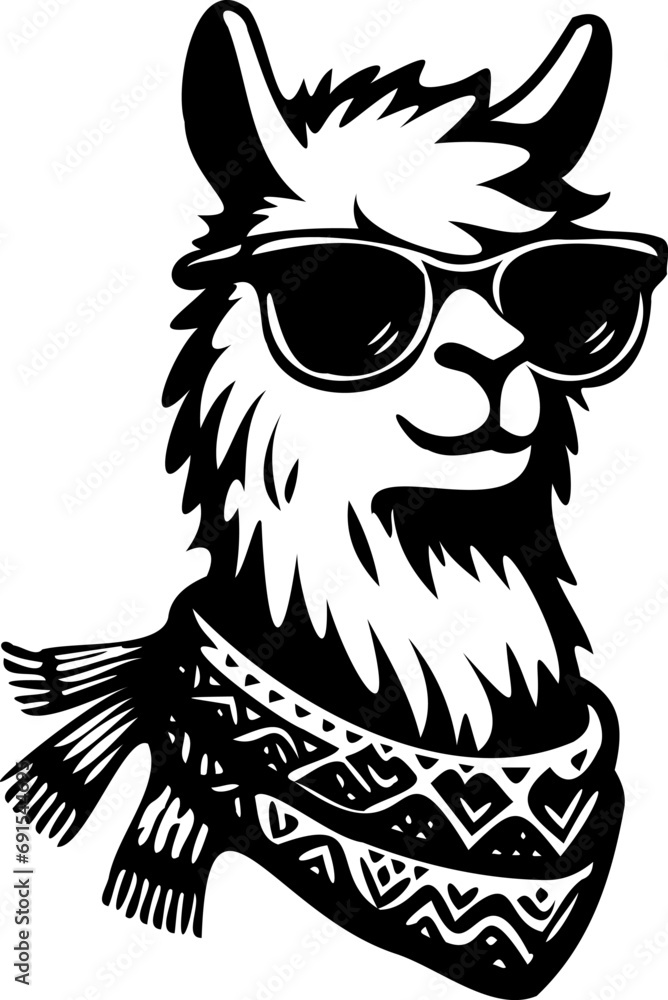 Cool Llama With Sunglasses Funny Llama Illustration Cool Llama With Sunglasses Funny Llama Illustration