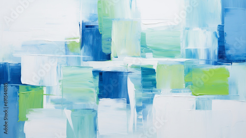Abstract block painting in blue and green paint colors. Abstract background with engaging dynamic patterns in blue and green colors in chromatic dance. © Vagner Castro