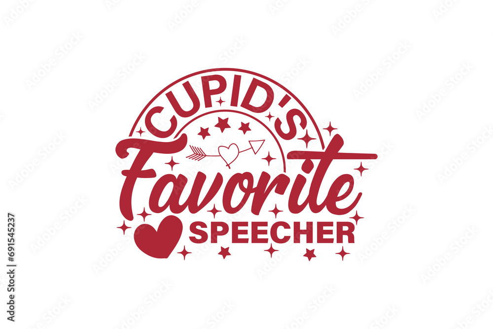 Cupid's Favorite Speecher Valentine T-shirt Design. Retro Valentine Day T-shirt Design
