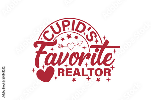 Cupid's Favorite Realtor Valentine T-shirt Design. Retro Valentine Day T-shirt Design