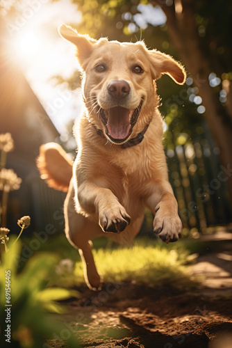 Boundless Happiness: A Frontal View of a Gleeful Dog in Full Sprint