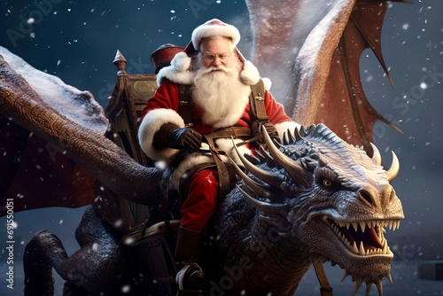Santa Claus riding a fabulous dragon15