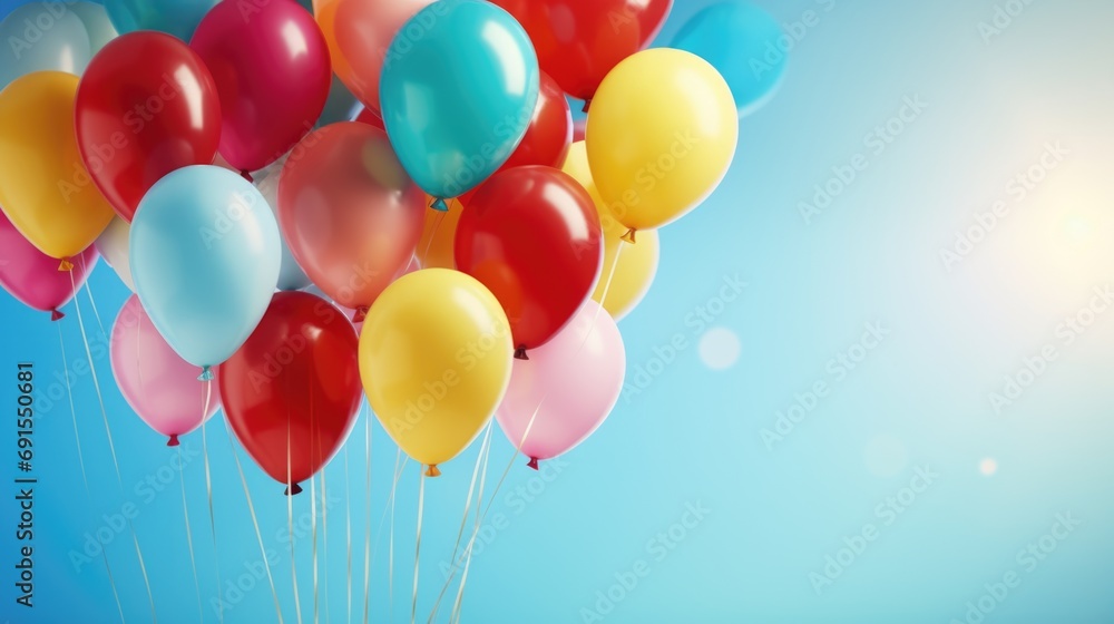 colorful balloons background at celebration, ai
