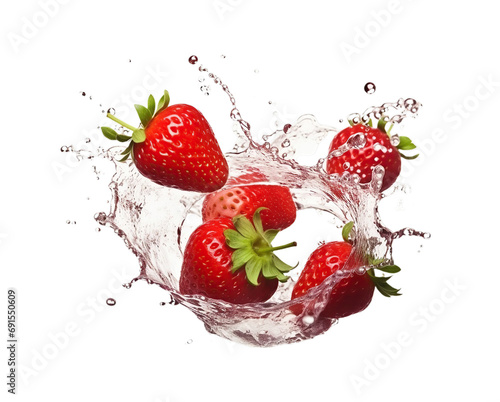 strawberry in water splash