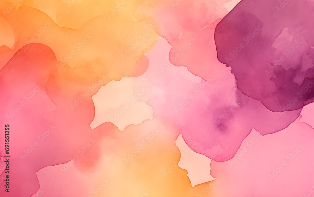 abstract background with pink and yellow shades. Watercolor wallpaper.