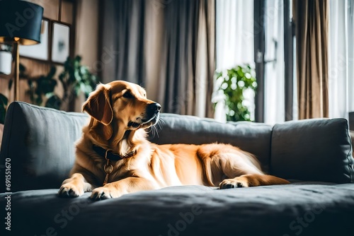 dog on sofa