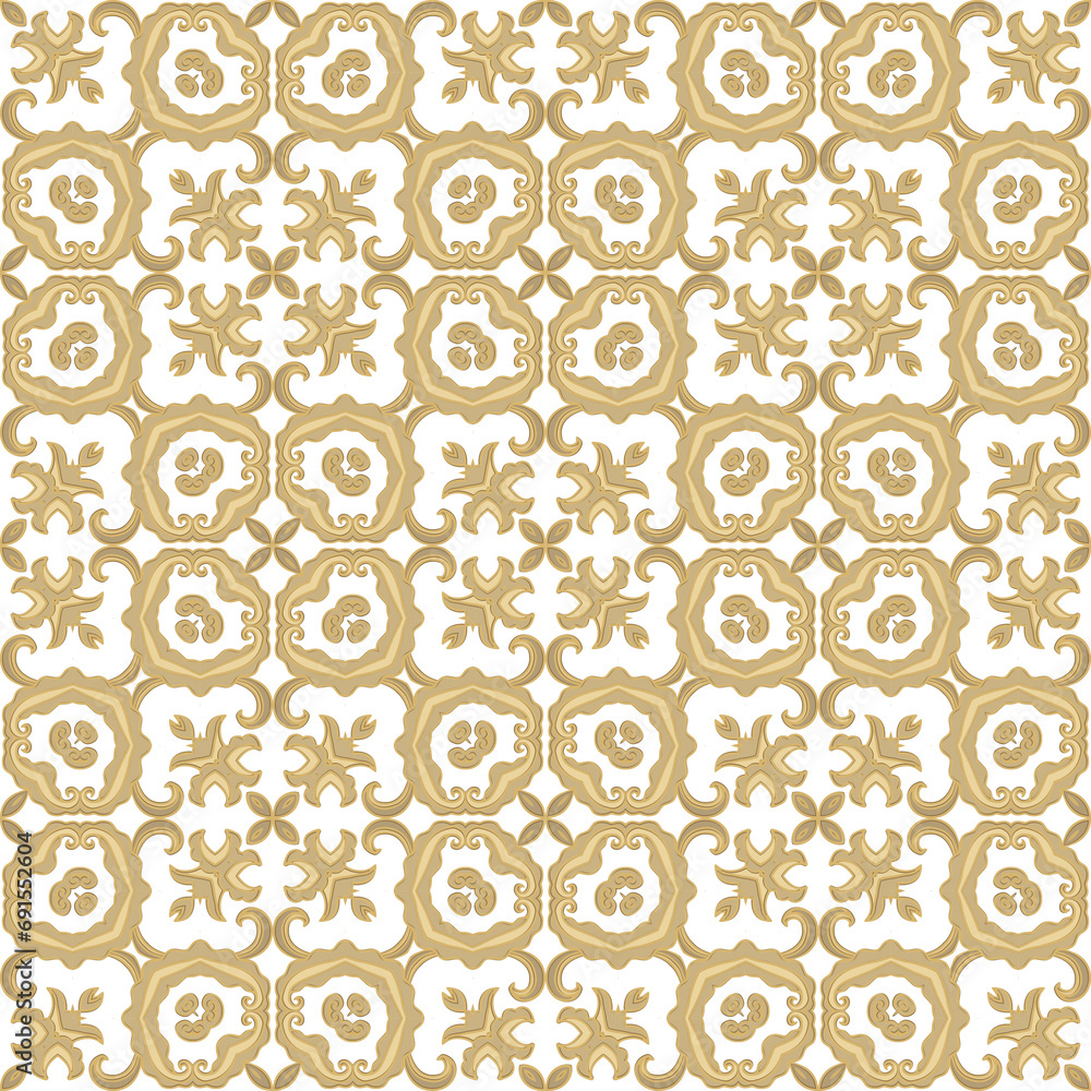 Golden seamless ornamental laced vector pattern, on white background Golden seamless ornamental laced vector pattern, on white background