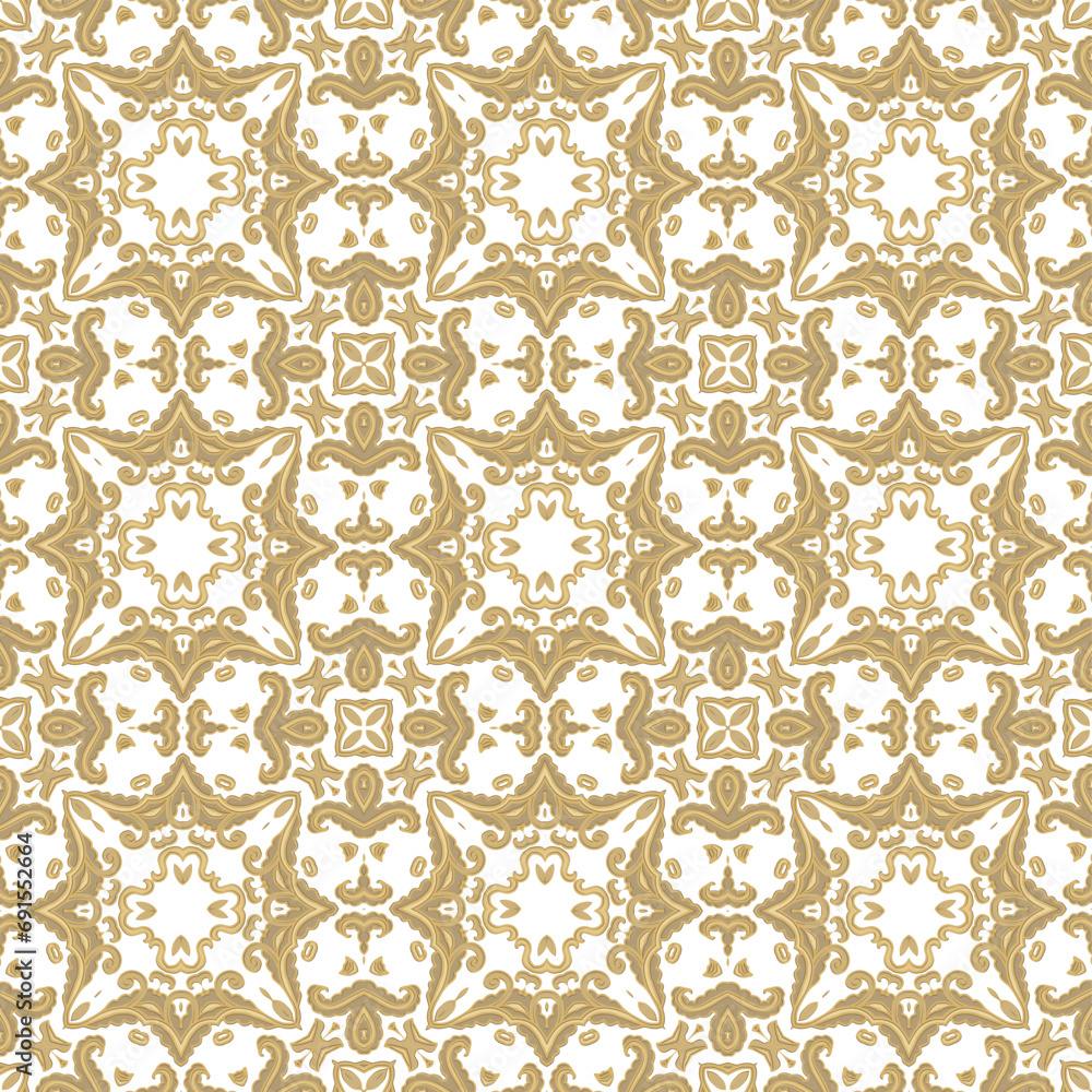 Golden seamless ornamental laced vector pattern, on white background Golden seamless ornamental laced vector pattern, on white background