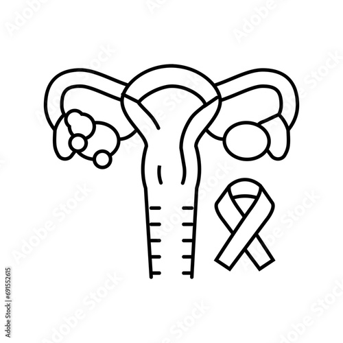 endometrial cancer line icon vector. endometrial cancer sign. isolated contour symbol black illustration