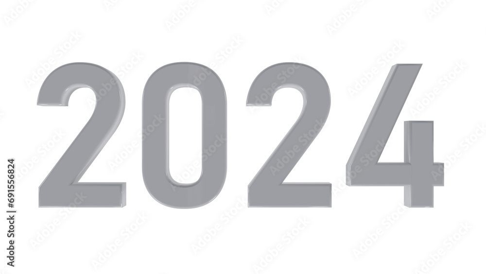 New Year 3D illustration Render 2024 New Year 3D illustration Render 2024