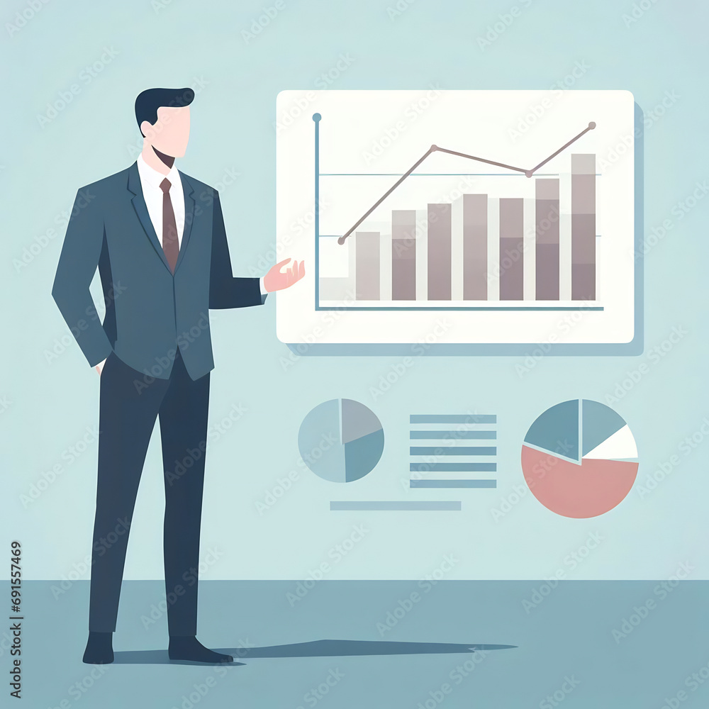 business person with chart stats ai generative business person with chart stats ai generative