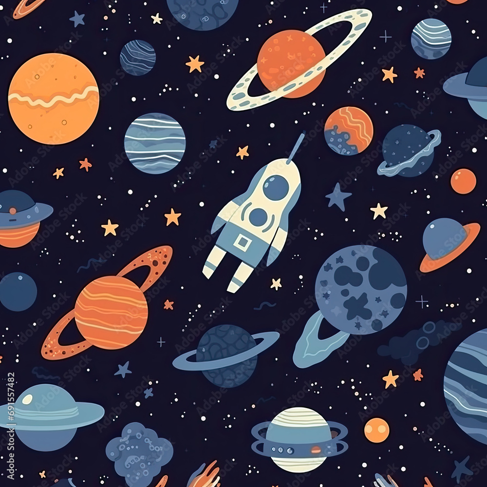 Space Themed Cartoon Background Design Space Themed Cartoon Background Design