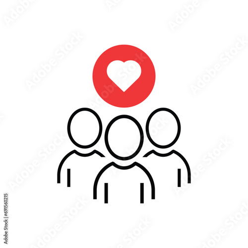 thin line people team like customer feedback icon. flat outline trend modern voluntary person unity logotype graphic stroke design isolated on white. concept of teamwork pictogram or lead cooperation