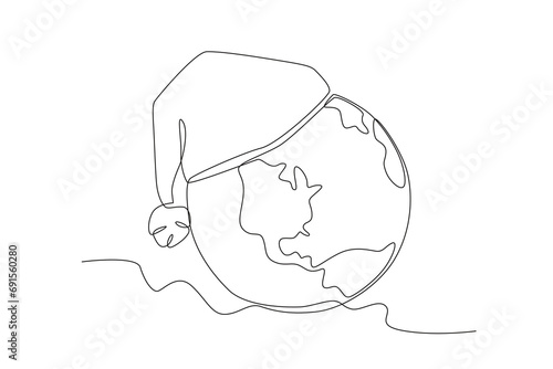 An Earth Hour concept. Earth Hour one-line drawing