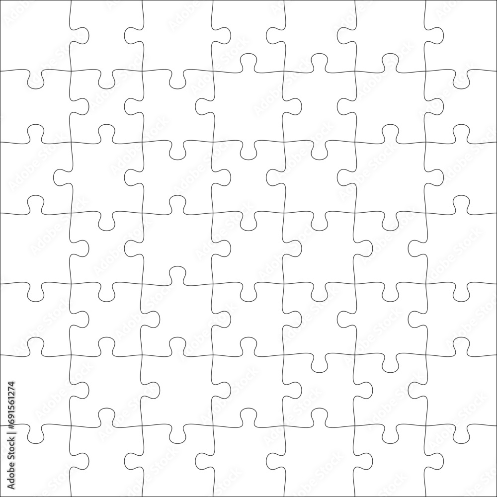 Puzzles grid template 7x7. Jigsaw puzzle pieces, thinking game and jigsaws detail frame design. Business assemble metaphor or puzzles game challenge vector. Puzzles grid template 7x7. Jigsaw puzzle pieces, thinking game and jigsaws detail frame design. Business assemble metaphor or puzzles game challenge vector.