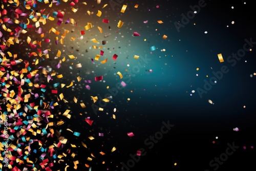 Colored confetti exploding party popper on studio background