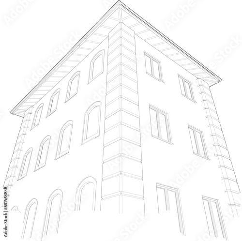3D illustration of building project