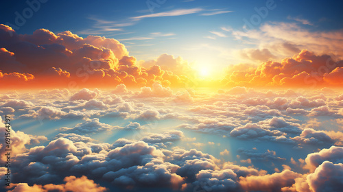 Sun shines above the clouds in the sky © Inlovehem