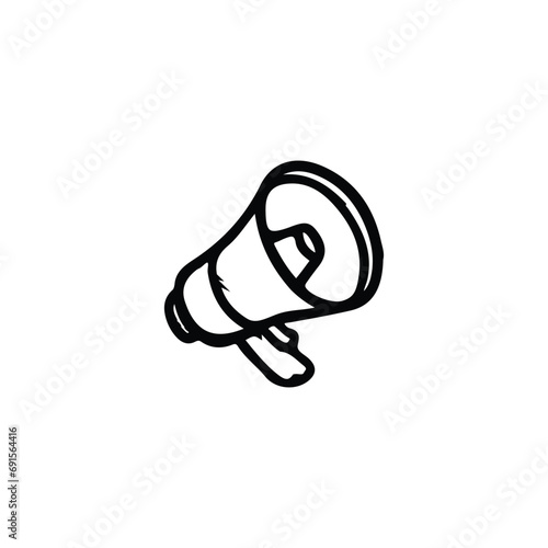 Megaphone icon. Simple style company we are hiring poster background symbol. Megaphone brand logo design element. Megaphone t-shirt printing. Vector for sticker.