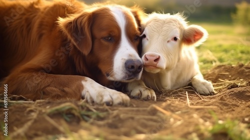 Dog caressing its calf AI Generated pictures