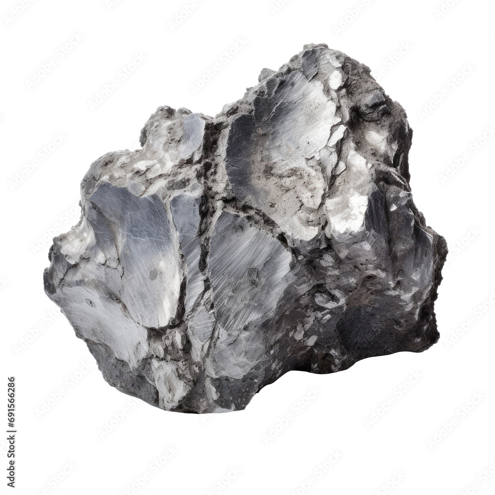 Fototapeta premium Vanadium ore with metallic crystals, isolated on a transparent background
