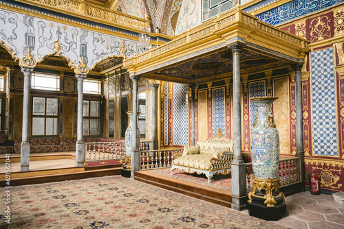 Ornate architectural detail and furnishings in Topkapi Palace; Istanbul, Turkey photo