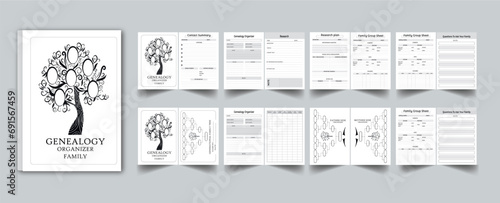 Genealogy Workbook Organizer planner layout design template with family Sheet 