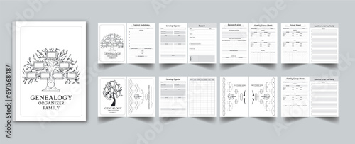 Genealogy Workbook Organizer planner for family shit design template