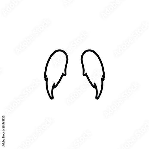 Wing icon. Simple style travel company poster background symbol. Wing brand logo design element. Wing t-shirt printing. Vector for sticker.