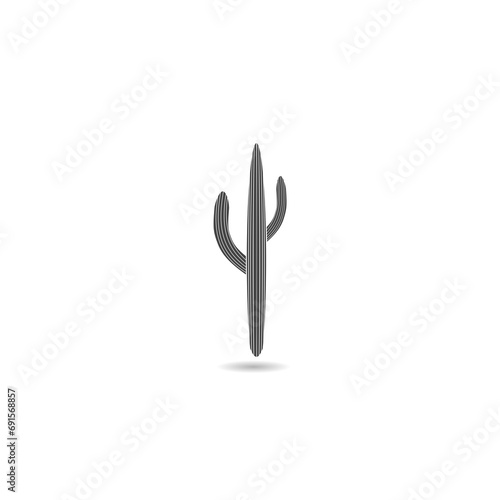 Cactus sign logo icon with shadow photo