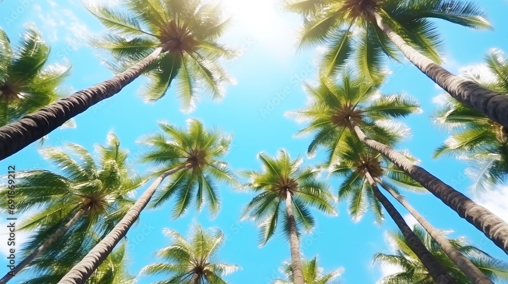 Palm trees under blue sky Palm trees under blue sky