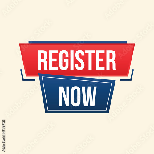 Register Now Speech Bubble Label Vector Illustration