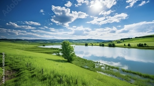 landscape lake and mountains