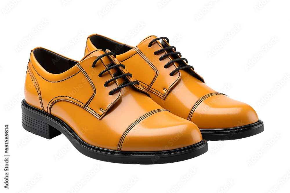 men's classic leather handmade shoes on transparent isolated background.