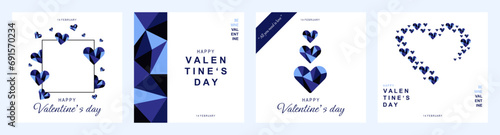 Valentine's day concept posters set. Romantic event celebration greeting cards. Cute love banners or greeting cards. Happy valentine design vector set.