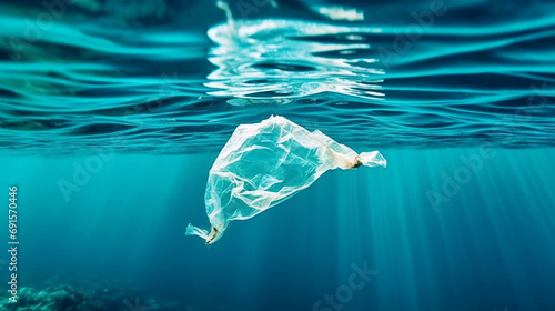 plastic bag floating in the ocean