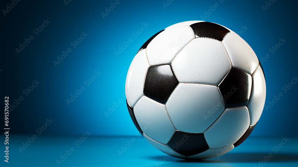 Soccer ball on blue background