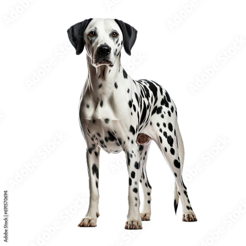 a Dalmatian dog  standing  full body front 3 4 view  in a PNG  Pet-themed  isolated  and transparent photorealistic illustration. Generative ai
