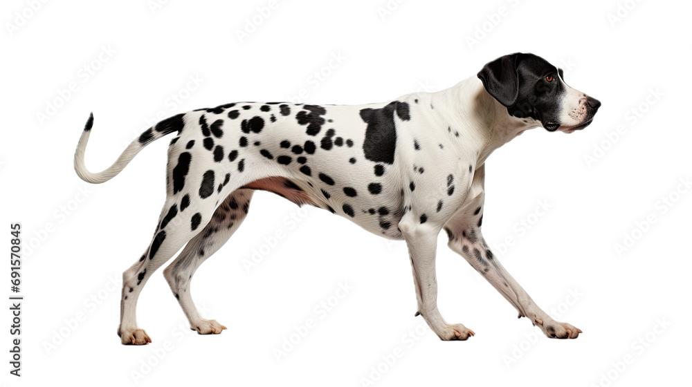 a Dalmatian running in a side view, PNG,  isolated and transparent Pet-themed, photorealistic illustration. Generative ai