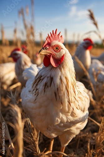 Chickens in a farm field