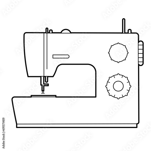 Sewing machine. Isolated outline Illustration on white background.