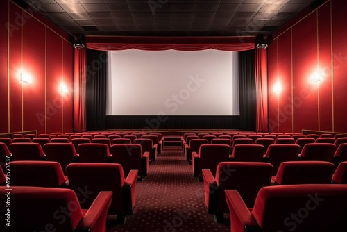Movie theater with red seat