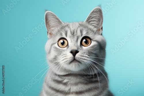 American shorthair cat on a pastel color background © Inlovehem